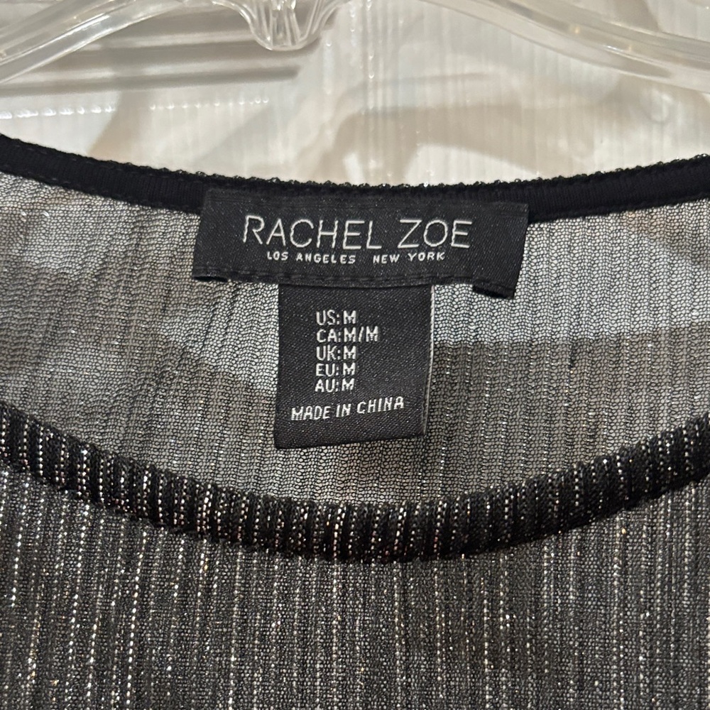 Rachel Zoe Shimmering Black Long Sleeve Blouse - Picture 2 of 4